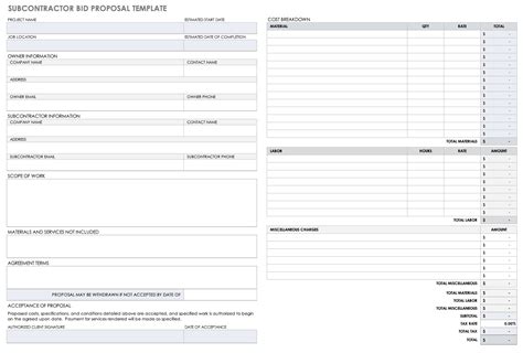 Excel Construction Bid Template | DocTemplates