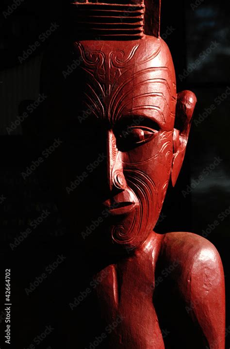 Maori Carving on a Marae Stock Photo | Adobe Stock