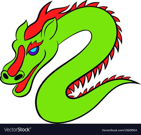 Green chinese dragon icon cartoon Royalty Free Vector Image