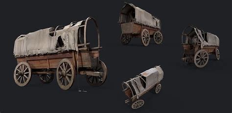 3D model Covered Wagon Model Game Ready Kitbash Textured VR / AR / low-poly | CGTrader