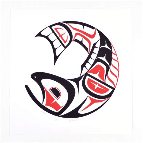 Vintage Northwest Coast Native Salmon Design Serigraph by - Etsy Australia