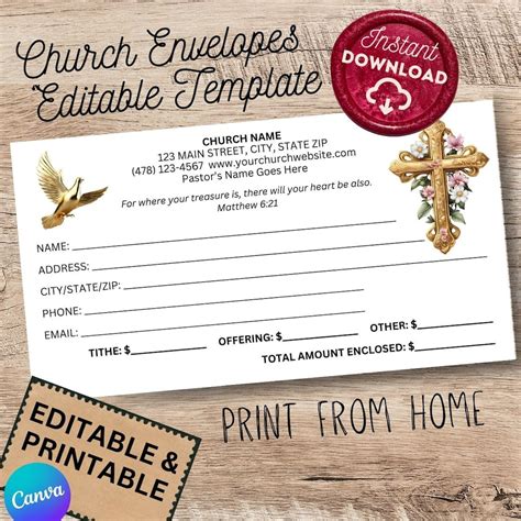 Church Envelopes Template Instant Download Tithe Envelopes Tithing Editable Printable - Etsy