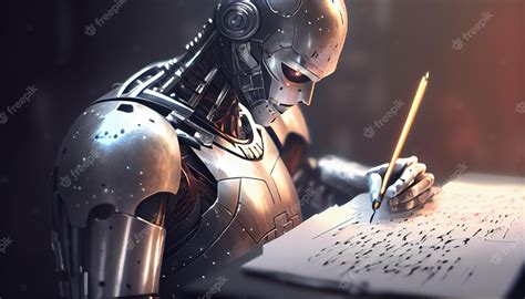 Premium Photo | Robot writing in paper Generative Ai