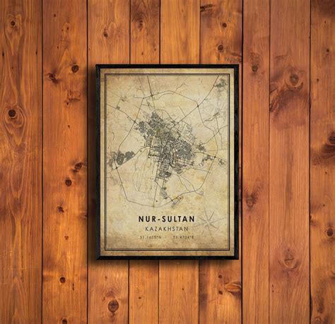 Nur-sultan Vintage Map Print Nur-sultan Kazakhstan Map Art | Etsy