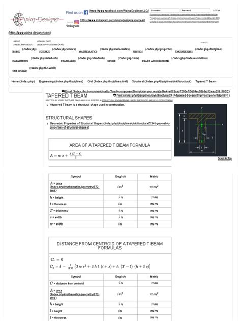 Tapered T Beam | PDF | Area | Gear