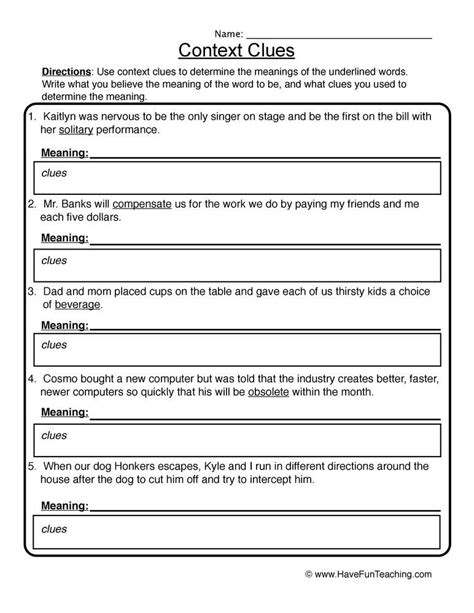 Context Clues Worksheet | Have Fun Teaching Sequencing Worksheets, 1st Grade Math Worksheets ...