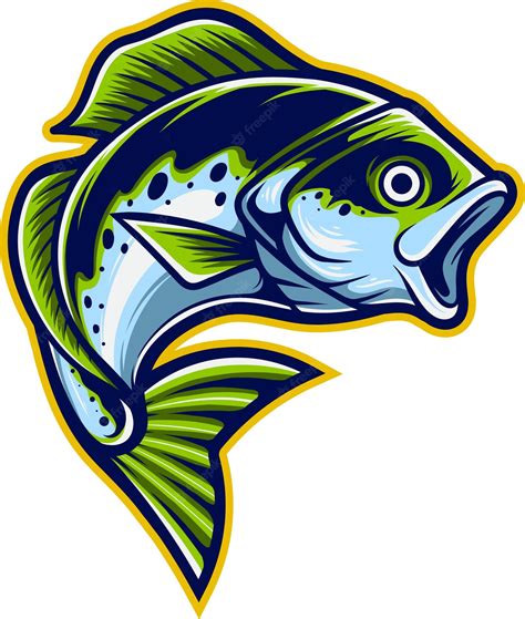 Premium Vector | Bass fish mascot logo with premium quality stock vector