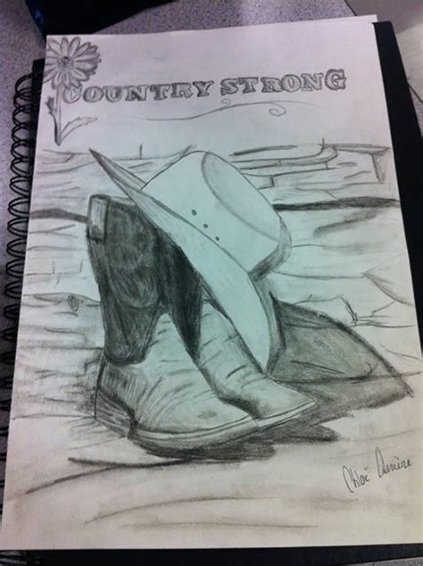 Country strong! #drawing #cowboy #boots #hat | Art drawings simple, Art ...