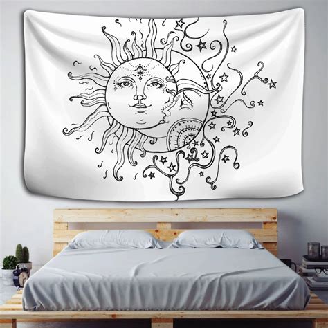 Black And White Sun Moon Mandala Tapestry