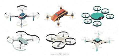 UAV Drone Illustration Set Vector Download