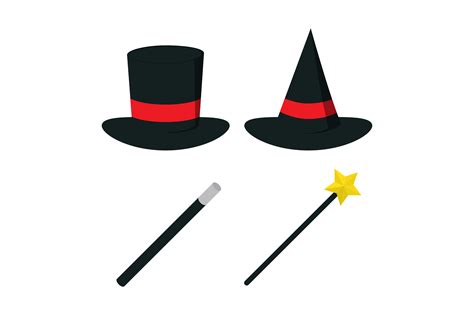 Magician Hat and Wand Graphic by sabavector · Creative Fabrica