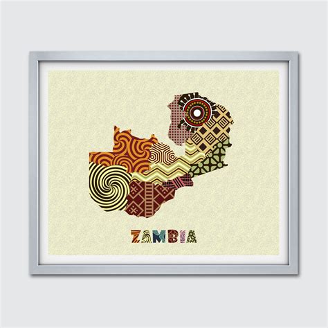 Zambia Wall Art Map Print, African Country Decor