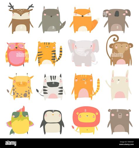 Set of cute animals on white background Stock Vector Image & Art - Alamy