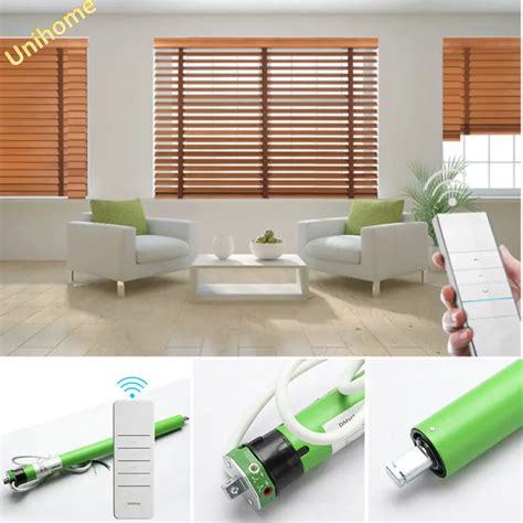 Remote Control Automatic Faux Wood Blinds Motorized Venetian Blind ...