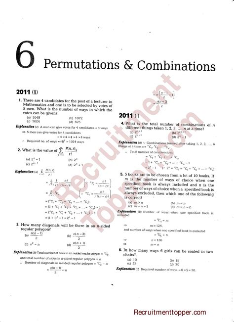 Permutations And Combinations Worksheet With Answers Pdf – Kidsworksheetfun