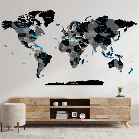 3D Wooden World Map Puzzle - World Map Black XXL | Wooden.City