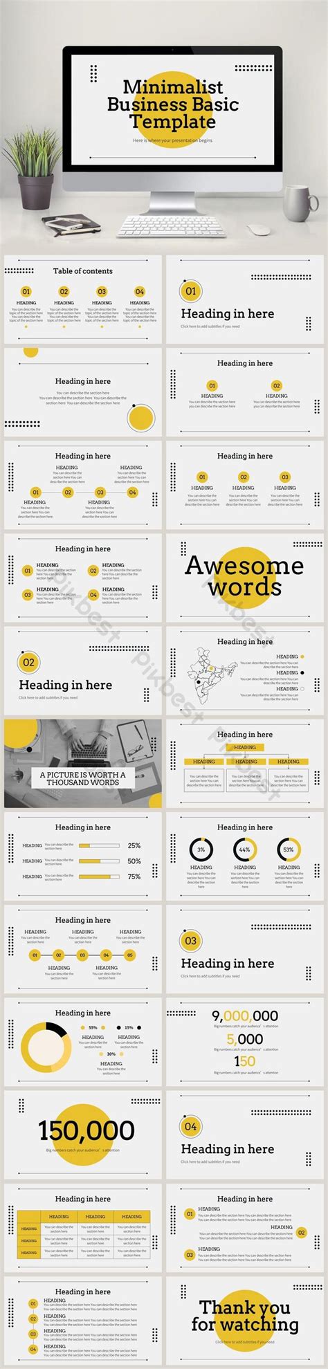 Minimalist Business Basic Template Gray PowerPoint | PPTX Template Free ...