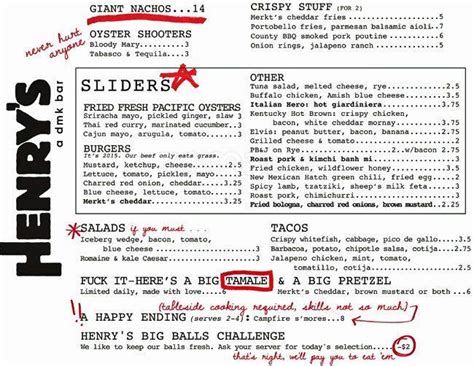 Henry's Menu, Menu for Henry's, River North, Chicago - Urbanspoon/Zomato