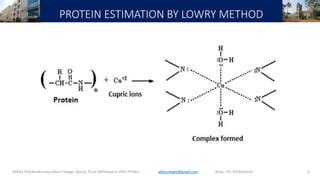 Lowry method for protein estimation