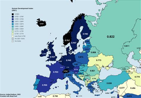 Human Development Index in Europe, 2021. by... - Maps on the Web