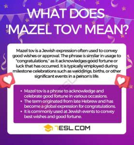 "Mazel Tov" Meaning, Origin and Examples • 7ESL