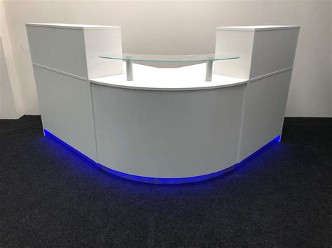 Buy Reception desk, white reception table curved glass unit computer desk office table Online at ...
