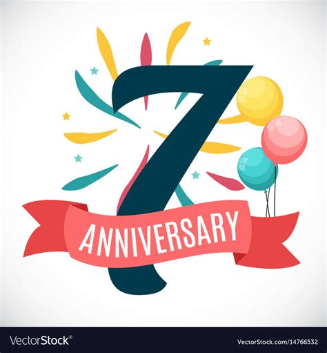 Anniversary 7 years template with ribbon Vector Image