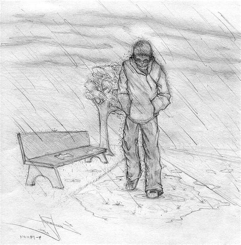 1366x768px, 720P Free download | Sketch Pic Sad Drawing Alone Boy, walking alone full anime HD ...