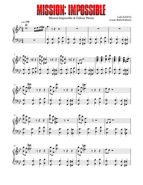 Mission Impossible - Extended Sheet music for Piano | Download free in ...