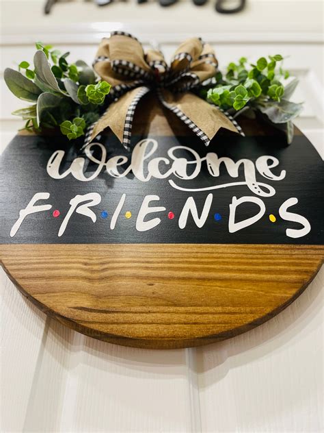 Welcome Friends, Welcome Wood Sign, Door Hanger, Door Decor, Door Sign ...