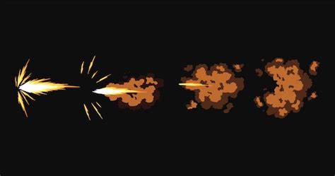 Premium Vector | Gun flashes or gunshot animation collection of fire explosion effect during ...