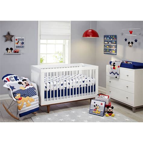 Disney Mickey Mouse 4-Piece Crib Bedding Set, Blue, Let's Go Mickey II - Walmart.com