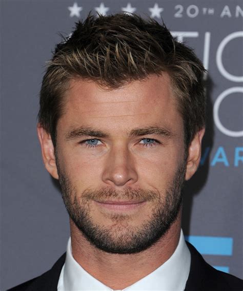 Chris Hemsworth Short Straight Casual Hairstyle - Dark Brunette Hair ...