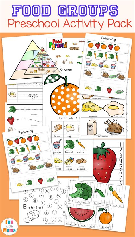 Food Groups Preschool Activity Pack - Fun with Mama