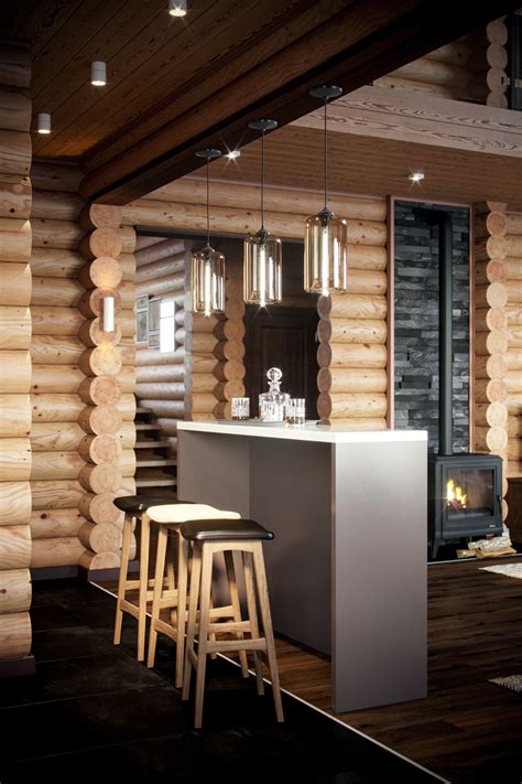 Visualization of blockhouse interior on Behance