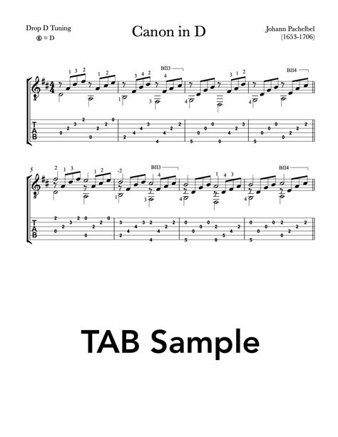 Pachelbel’s Canon in D for Guitar - Free PDF Sheet Music or Tab | This ...
