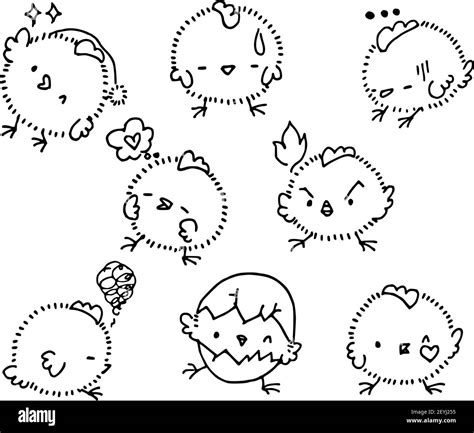 vector cartoon cute chick stickers emoji set Stock Vector Image & Art - Alamy