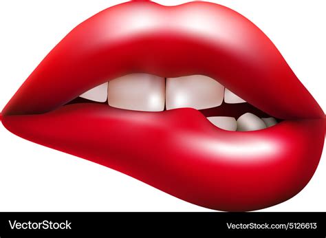 Red lip biting Royalty Free Vector Image - VectorStock