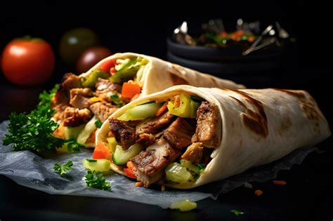 shawarma with chicken and vegetables, Arabic style, 24678534 Stock Photo at Vecteezy