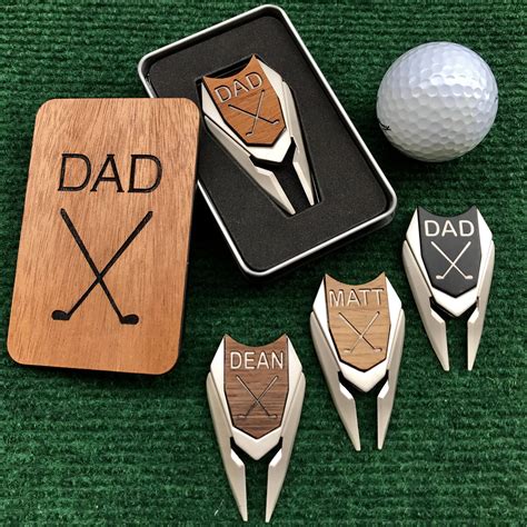 Engraved Wood Golf Ball Marker Divot Tool Personalized Golf Gift For ...