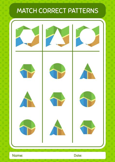 Match pattern game with map. worksheet for preschool kids, kids activity sheet 9016835 Vector ...