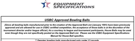 Complete list of USBC approved bowling... - Bowling Knowledge