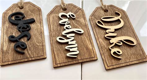 Wooden Name Tags Personalized Wood Tags Stocking Tags Gift - Etsy