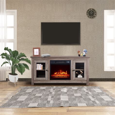 TV Console Storage Cabinet Entertainment Center with Fireplace ...