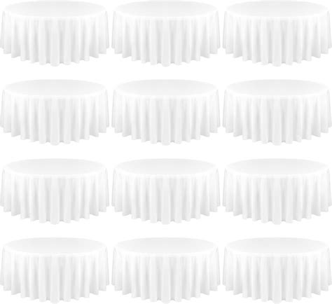 Amazon.com: fani 12 Pack 90 Inch Round Tablecloth, White Polyester Fabric Table Cloth for Round ...