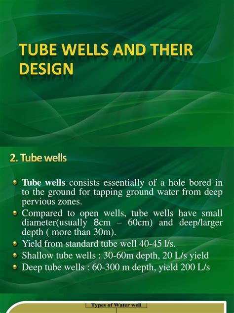 Tube Well and Designs Assigmnt and Presentation (Group1) | PDF ...