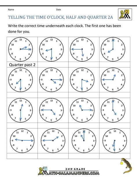 Time Worksheet O'clock, Quarter, and Half past