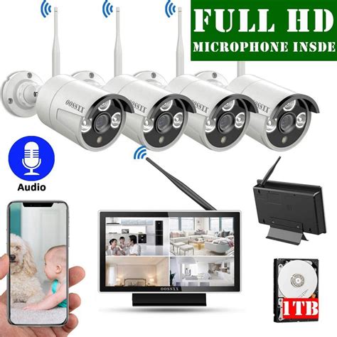 Wireless Security Camera System with Monitor, OOSSXX Home Surveillance ...