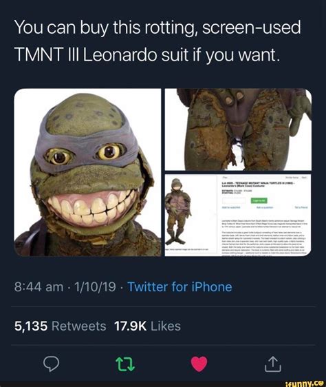 You can buy this rotting, screen-used TMNT III Leonardo suit if you want. - iFunny :) | Tmnt ...