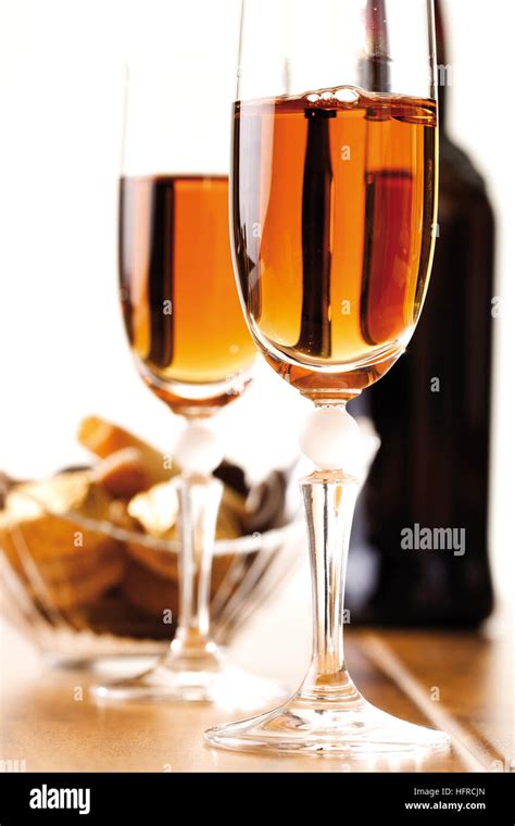 Two glasses of sherry Stock Photo - Alamy